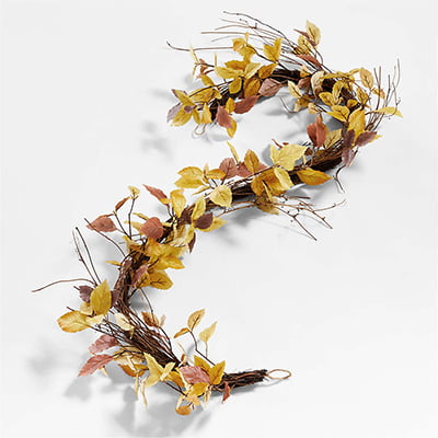 Crate & Barrel Faux Aspen Leaf Garland Crate & Barrel Faux Aspen Leaf Garland