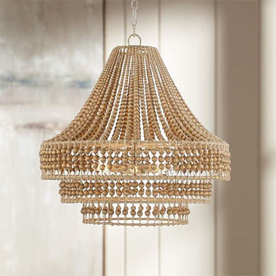 Crystorama Silas Natural Wood Beads and Rope Chandelier