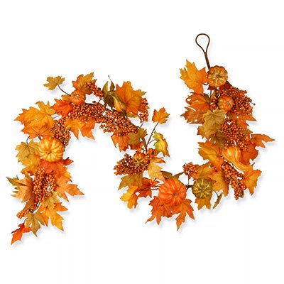 National Tree Company Garland with Maple Leaves and Pumpkins1