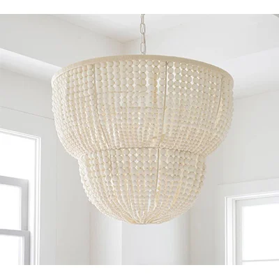 Pottery Barn Bristol Wood Bead 2-Tier Chandelier