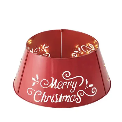 Glitzhome Merry Christmans Die-Cut Metal Tree Collar Glitzhome Merry Christmans Die-Cut Metal Tree Collar