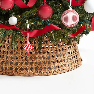 Natural Woven Cane Christmas Tree Collar Natural Woven Cane Christmas Tree Collar