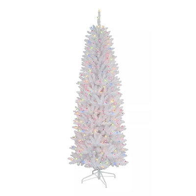 Puleo Pre-Lit Pencil White Fraser Fir Artificial Christmas Tree