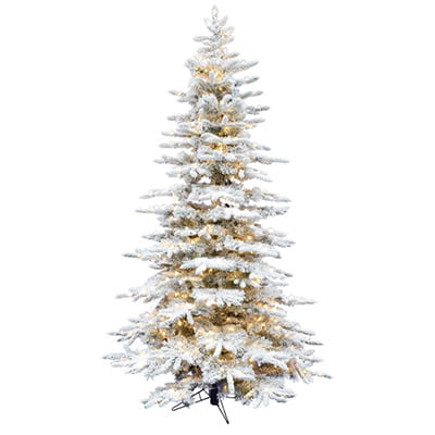 The Holiday Aisle 9-Ft Flocked Mountain Pine Christmas Tree with Clear LED String Lights