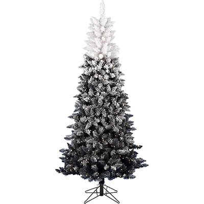 Vickerman 6.5' Frosted Black-White Ombre Artificial Christmas Tree