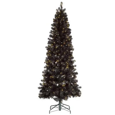 Wondershop Pre-Lit Shiny Black Artificial Christmas Tree