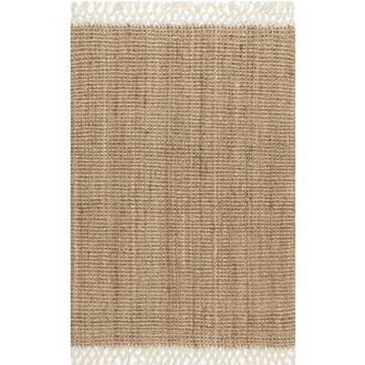 The Natural Hand Woven Jute With Wool Fringe Area Rug