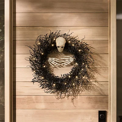Handcrafted Light Up Skeleton Wreath Handcrafted Light Up Skeleton Wreath