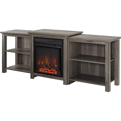 Walker Edison Tiered Wood Fireplace TV Stand