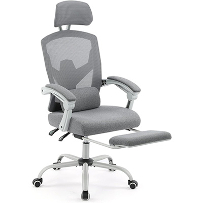 AFO Ergonomic High Back Office Chair with Lumbar Pillow and Retractable Footrest
