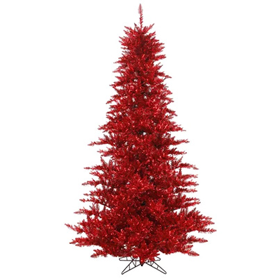 Millwood Pines Red Tinsel Artificial Christmas Tree with Stand
