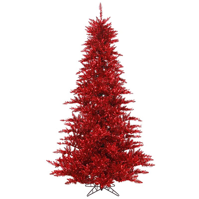 Vickerman Red Tinsel Fir Artificial Tinsel Trees Christmas Tree